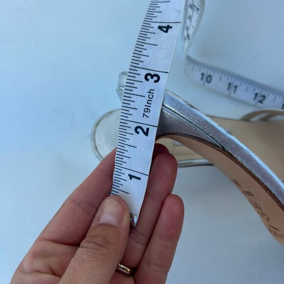 Vintage Y2K Jimmy Choo Strappy Kitten Heels Silver Metallic Low Pumps 6.5 Mules - Picture 8 of 8